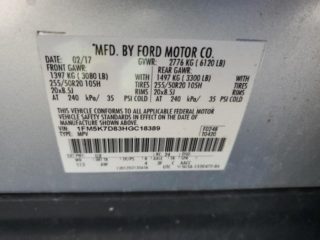 2017 FORD EXPLORER X - 1FM5K7D83HGC18389