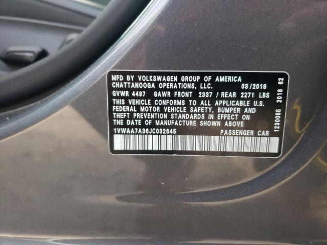 2018 VOLKSWAGEN PASSAT S - 1VWAA7A36JC032645