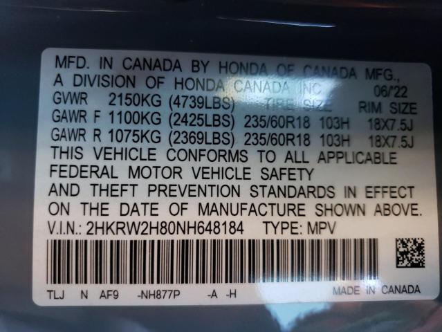 2022 HONDA CR-V EXL - 2HKRW2H80NH648184
