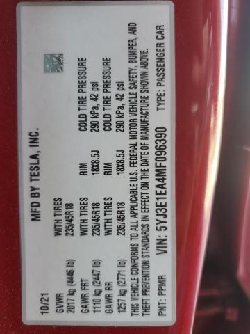 2021 TESLA MODEL 3 - 5YJ3E1EA4MF096390