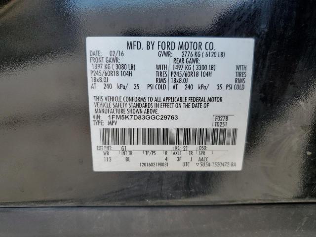 VIN 1FM5K7D83GGC29763 2016 FORD EXPLORER no.14