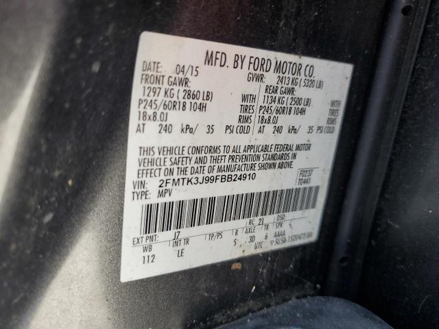 VIN 2FMTK3J99FBB24910 2015 Ford Edge, Sel no.13