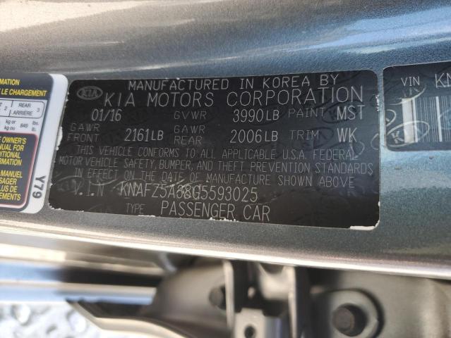 VIN KNAFZ5A38G5593025 2016 KIA Forte, SX no.12