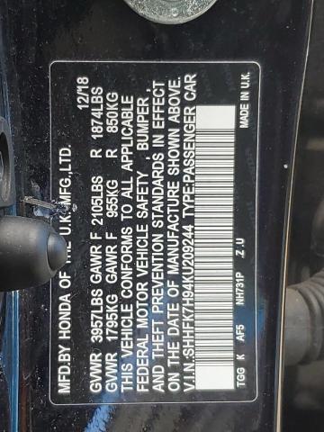 2019 HONDA CIVIC SPOR - SHHFK7H94KU209244