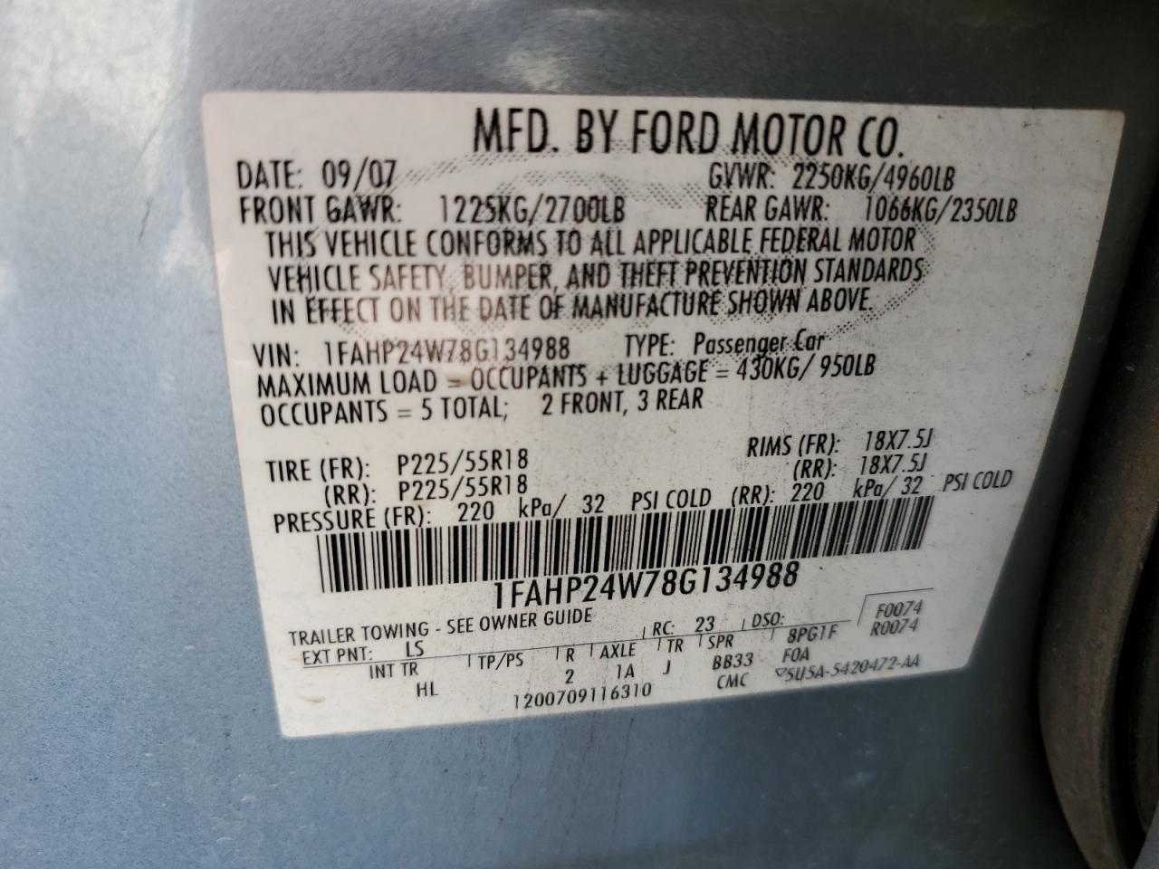 Lot #2902837868 2008 FORD TAURUS SEL