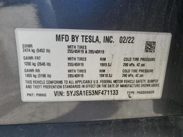 2022 TESLA MODEL S - 5YJSA1E53NF471133