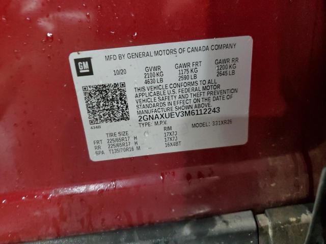 2021 CHEVROLET EQUINOX LT - 2GNAXUEV3M6112243
