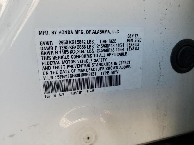 2017 HONDA PILOT EXL - 5FNYF6H88HB066131