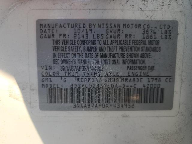 VIN 3N1AB7AP0KY434952 2019 Nissan Sentra, S no.13