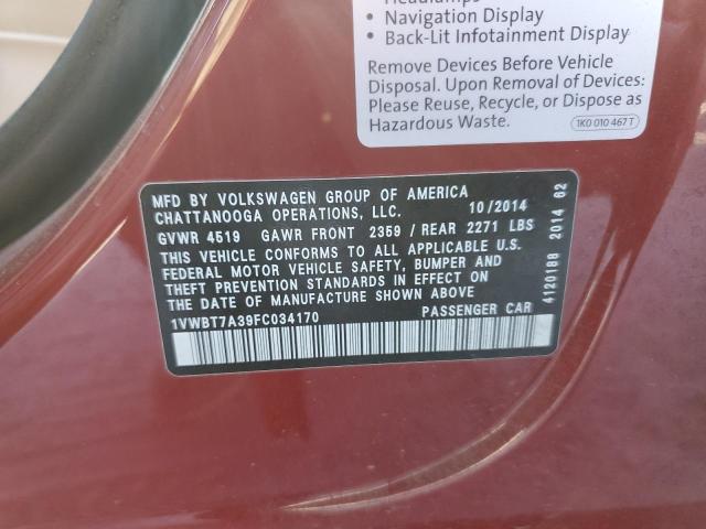 2015 VOLKSWAGEN PASSAT SE - 1VWBT7A39FC034170