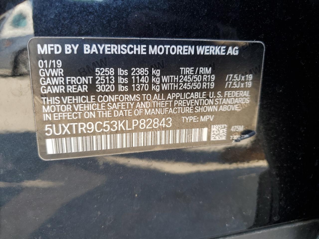 Lot #2989177719 2019 BMW X3 XDRIVE3