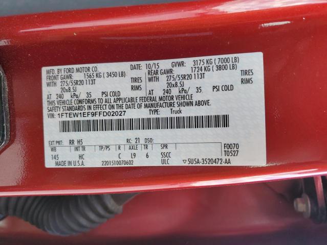 2015 FORD F150 SUPER - 1FTEW1EF9FFD02027