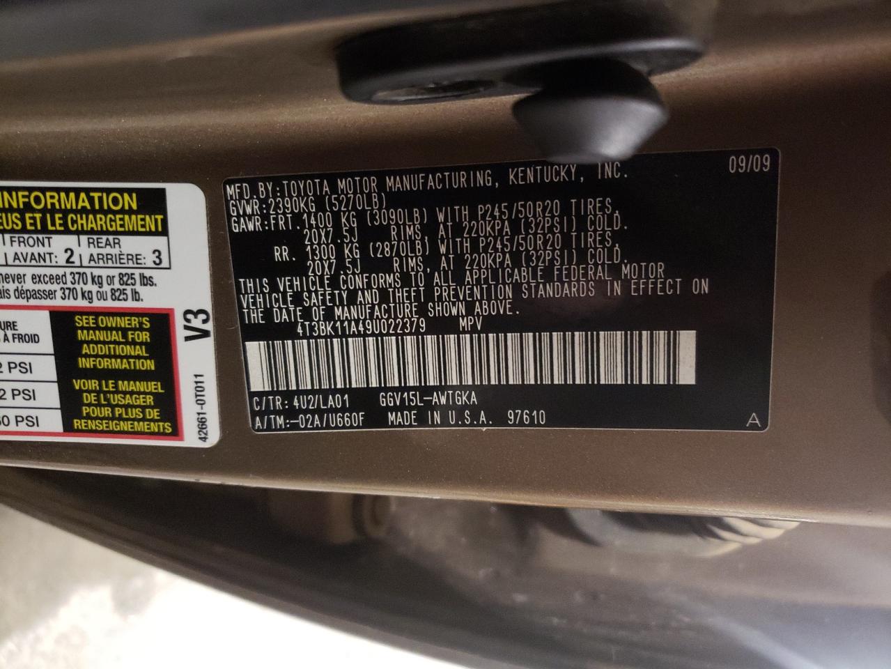 Lot #2952846885 2009 TOYOTA VENZA