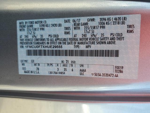 2017 FORD ESCAPE S - 1FMCU0F7XHUE29555
