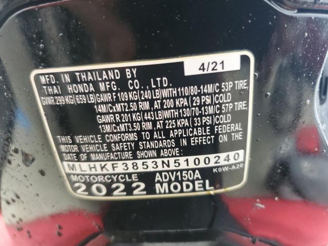 2022 HONDA ADV150 A MLHKF3853N5100240