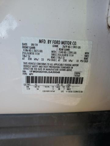 VIN 1FMSK8DH0LGA50048 2020 Ford Explorer, Xlt no.13