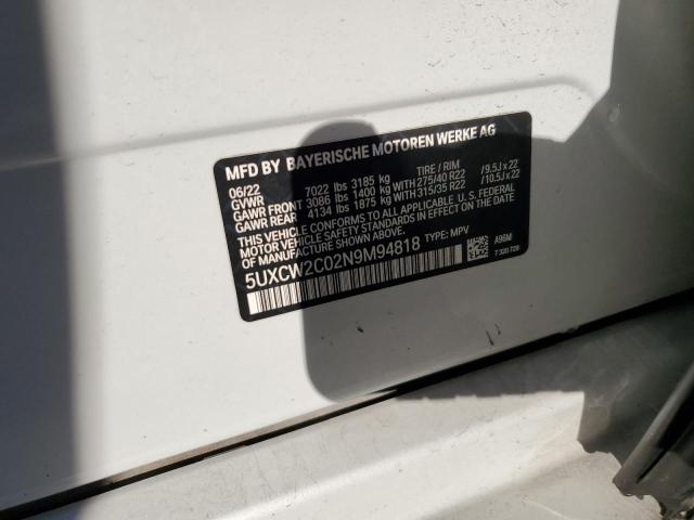 VIN 5UXCW2C02N9M94818 2022 BMW X7 no.14