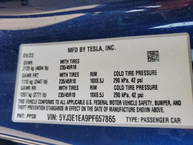 2023 TESLA MODEL 3 - 5YJ3E1EA9PF657865
