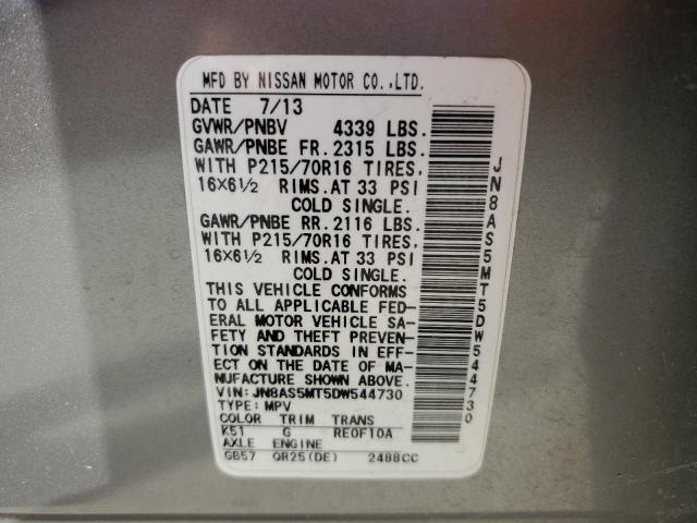 VIN JN8AS5MT5DW544730 2013 Nissan Rogue, S no.13