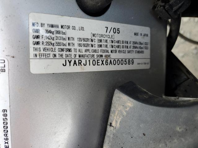 2006 YAMAHA YZF600 R JYARJ10EX6A000589