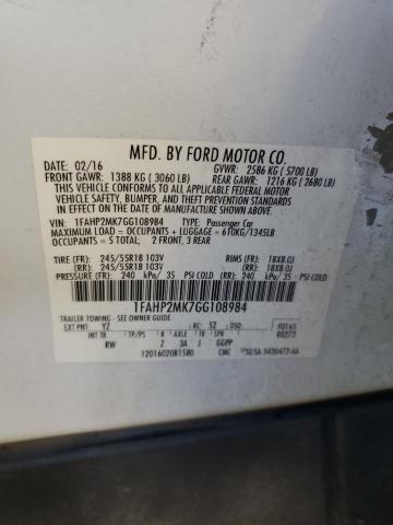 VIN 1FAHP2MK7GG108984 2016 FORD TAURUS no.12