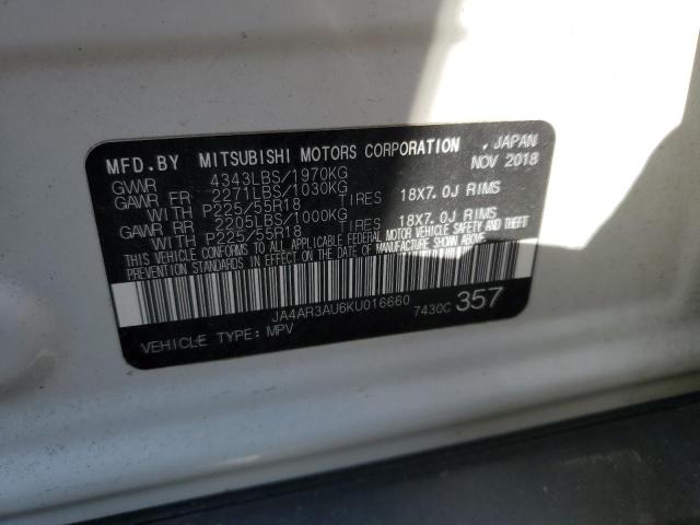 VIN JA4AR3AU6KU016660 2019 Mitsubishi Outlander, ES no.13