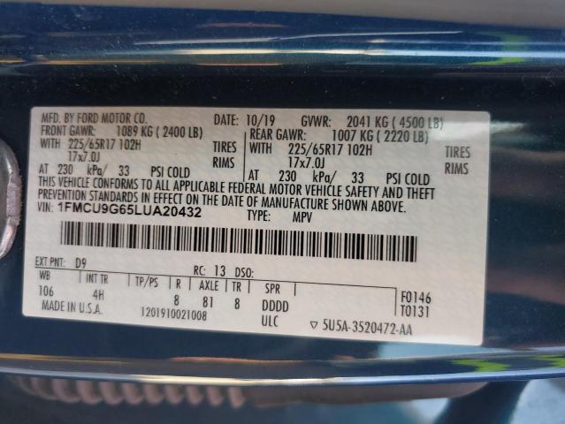 2020 FORD ESCAPE SE - 1FMCU9G65LUA20432