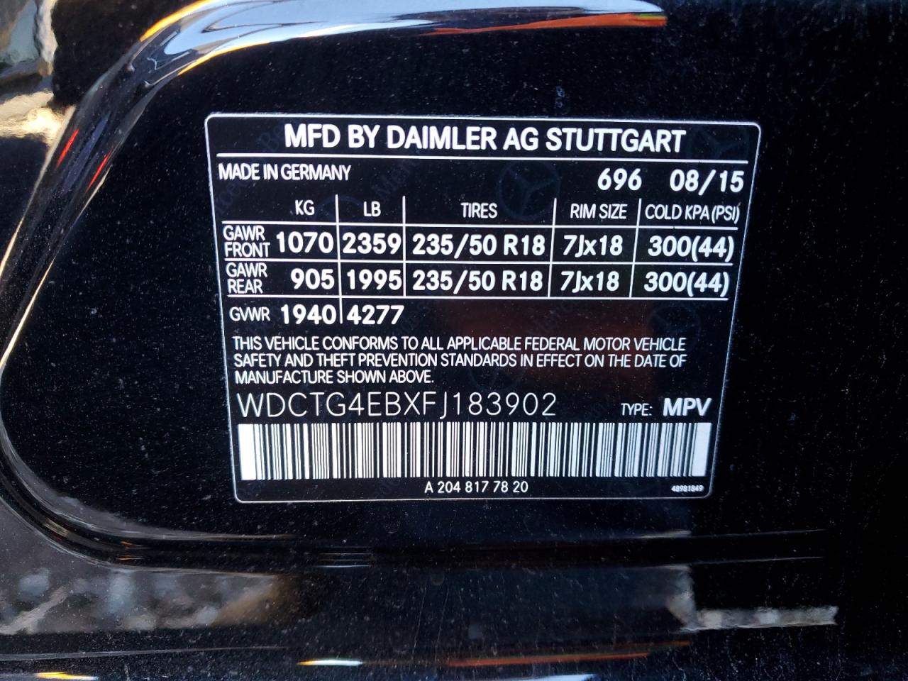 Lot #2991779208 2015 MERCEDES-BENZ GLA 250