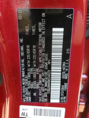 2022 TOYOTA HIGHLANDER - 5TDGZRAHXNS546029