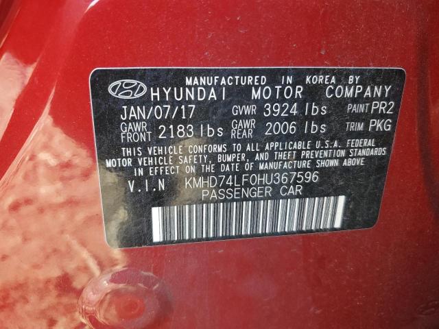 2017 HYUNDAI ELANTRA SE - KMHD74LF0HU367596
