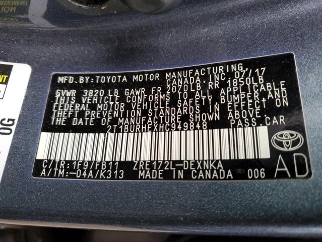 VIN 2T1BURHEXHC949848 2017 Toyota Corolla, L no.12