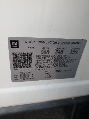 2021 CHEVROLET EQUINOX LT 2GNAXTEV0M6140365
