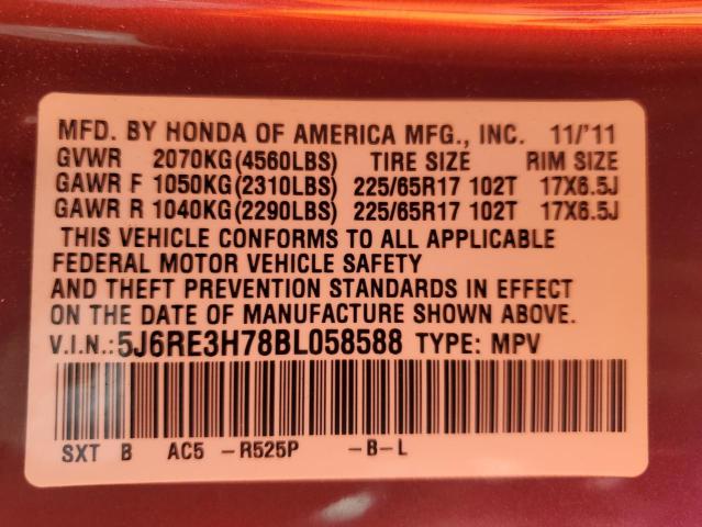 5J6RE3H78BL058588 2011 HONDA CRV