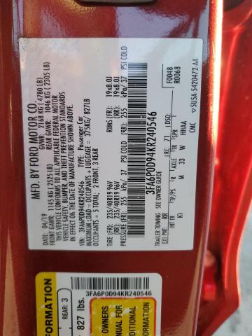2019 FORD FUSION TIT - 3FA6P0D94KR240546
