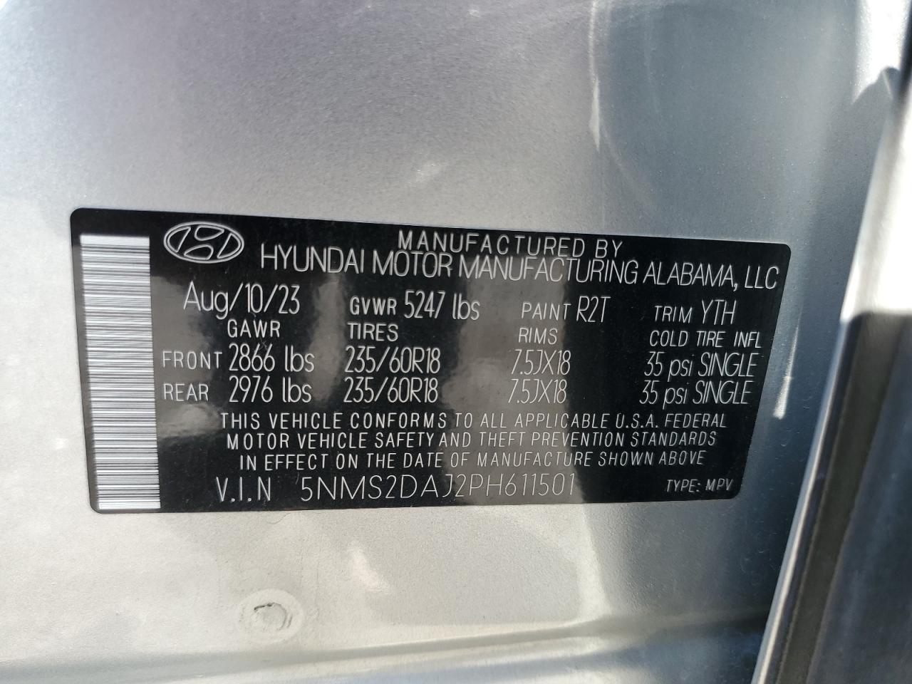 Lot #2965044646 2023 HYUNDAI SANTA FE S