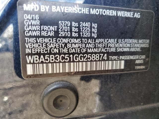 VIN WBA5B3C51GG258874 2016 BMW 5 Series, 535 XI no.12