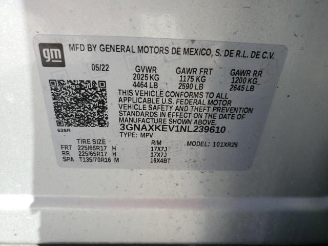 3GNAXKEV1NL239610 2022 CHEVROLET EQUINOX