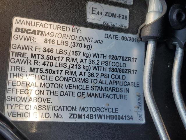 2017 DUCATI SUPERBIKE ZDM14B1W1HB004134