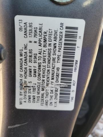 VIN 2HGFB2F57DH582149 2013 Honda Civic, LX no.12