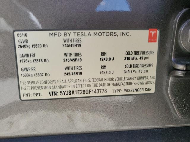 2016 TESLA MODEL S - 5YJSA1E28GF143778