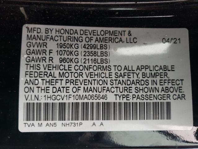 2021 HONDA ACCORD LX - 1HGCV1F10MA065646