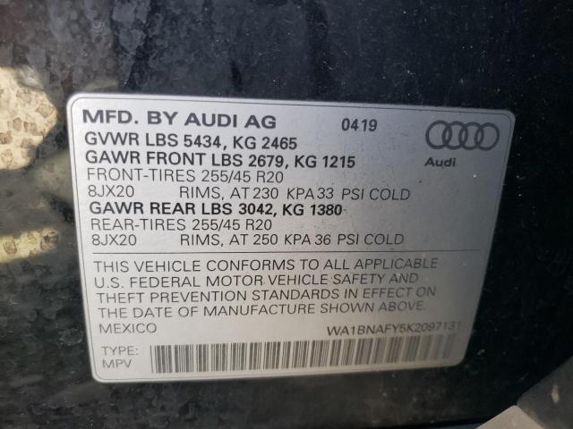 2019 AUDI Q5 PREMIUM - WA1BNAFY5K2097131