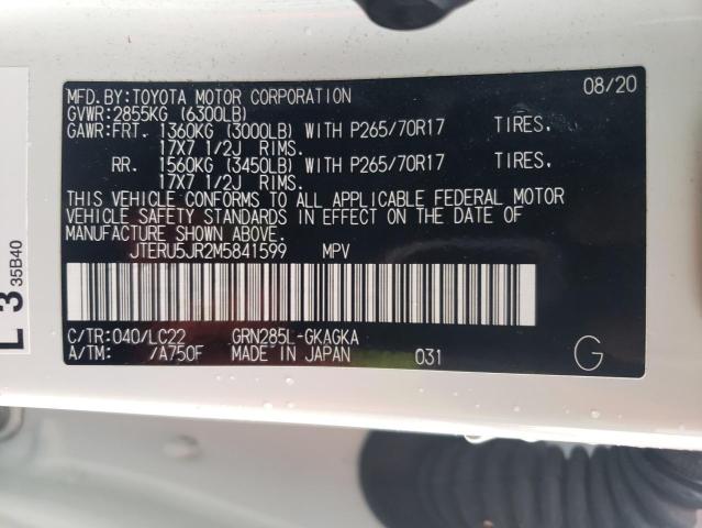 2021 TOYOTA 4RUNNER SR - JTERU5JR2M5841599