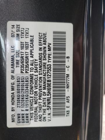 VIN 5FNRL5H69EB127553 2014 Honda Odyssey, Exl no.14