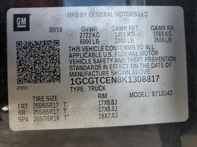 2019 CHEVROLET COLORADO L - 1GCGTCEN8K1308817