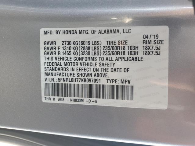 VIN 5FNRL6H77KB097091 2019 Honda Odyssey, Exl no.13