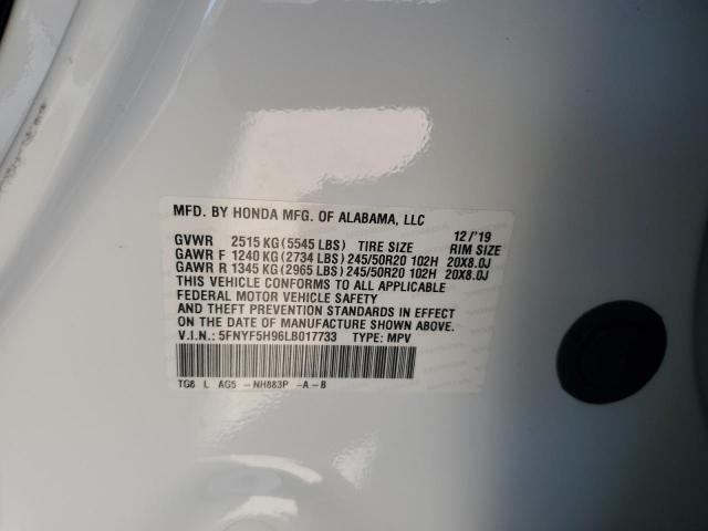 2020 HONDA PILOT TOUR - 5FNYF5H96LB017733