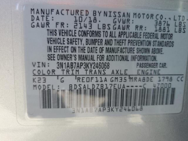 VIN 3N1AB7AP3KY246068 2019 NISSAN SENTRA no.12