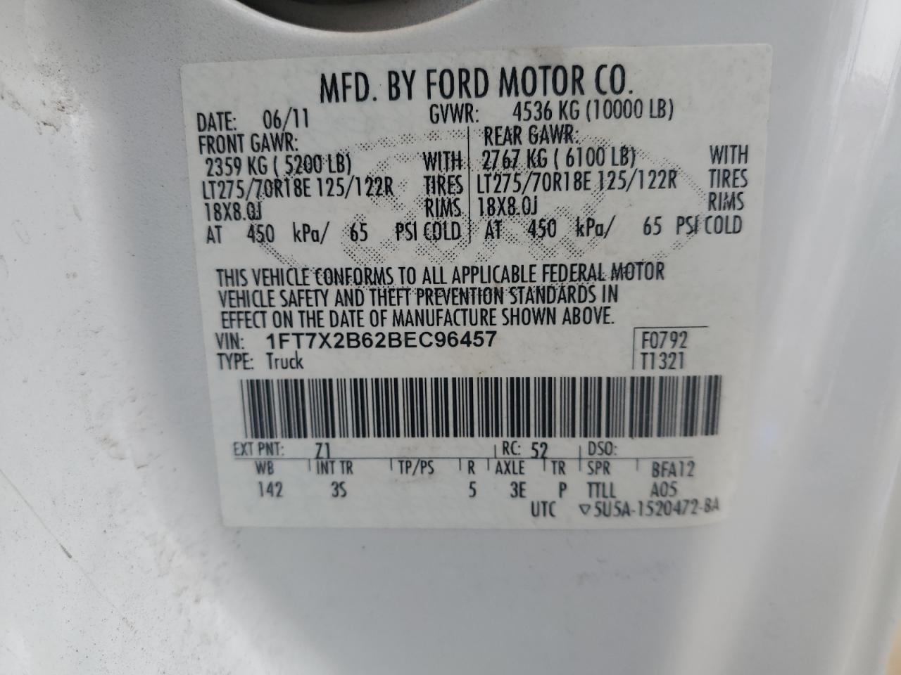 Lot #2924101143 2011 FORD F250 SUPER