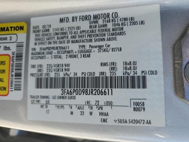 VIN 3FA6P0D98JR206611 2018 Ford Fusion, Titanium/Pl... no.12